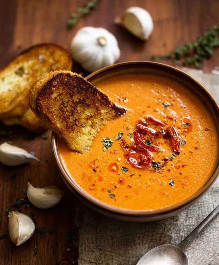 Creamy Roasted Garlic Tomato Soup Recipe