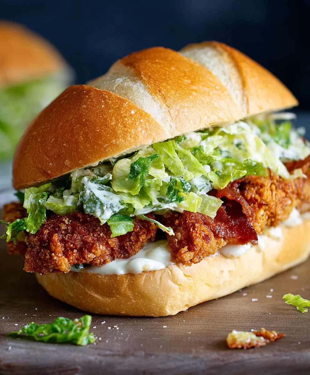 Crispy Chicken Caesar Sandwich - Easy Delicious Recipe