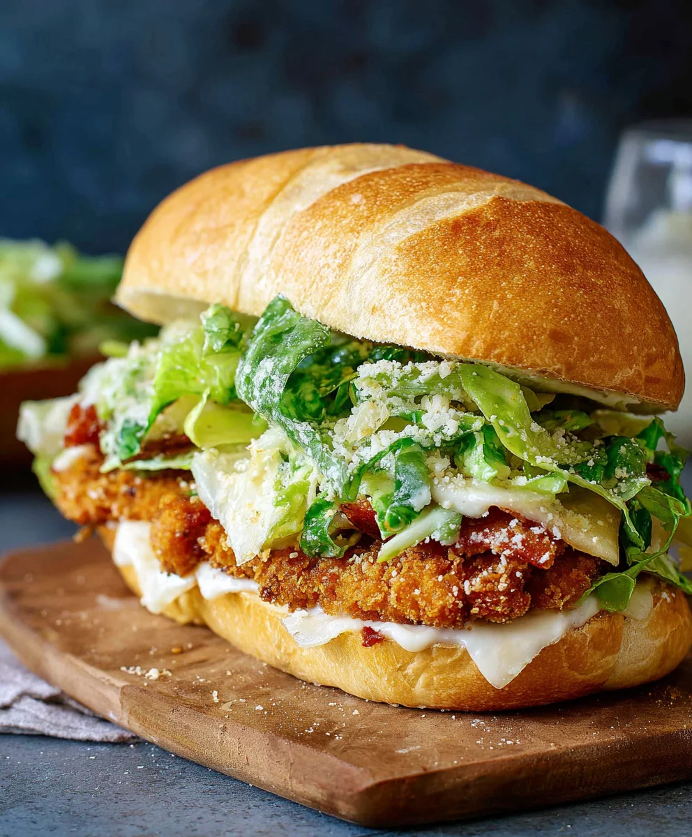 Crispy Chicken Caesar Sandwich - Easy Delicious Recipe