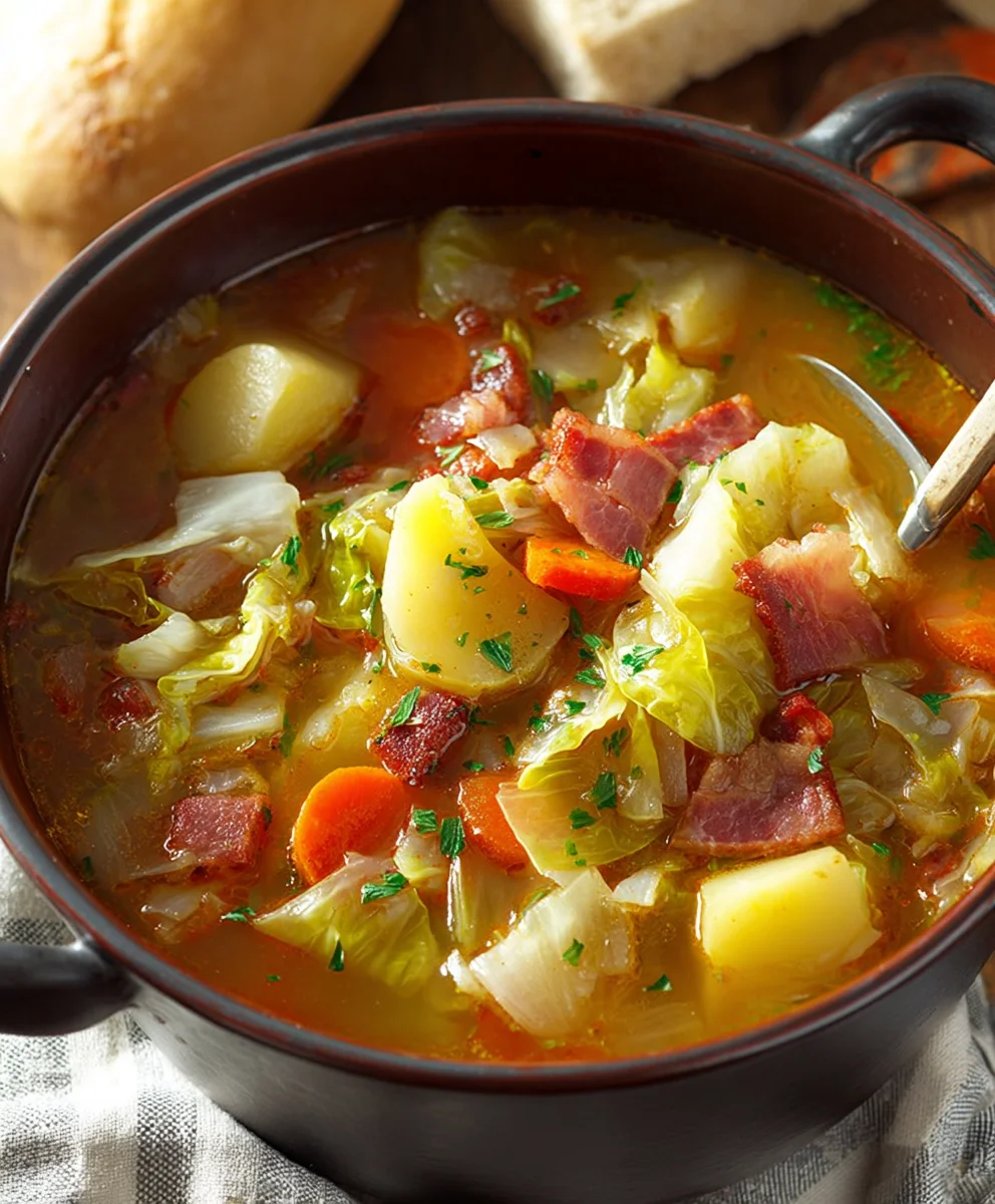 Hearty Irish Beef Beef Bacon Cabbage Potato Soup
