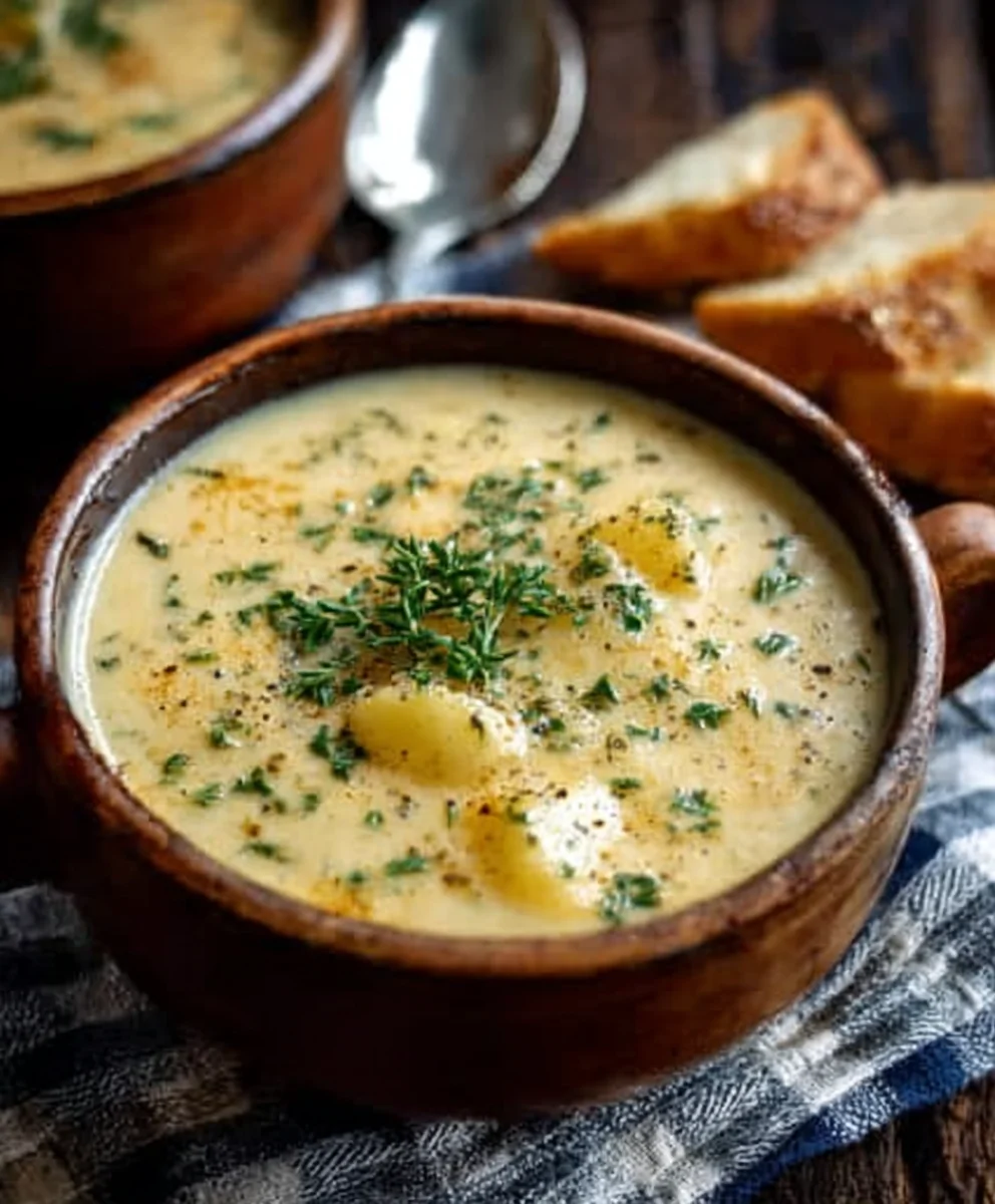 Hearty Cheddar Garlic Herb Potato Soup - Easy Comfort Food