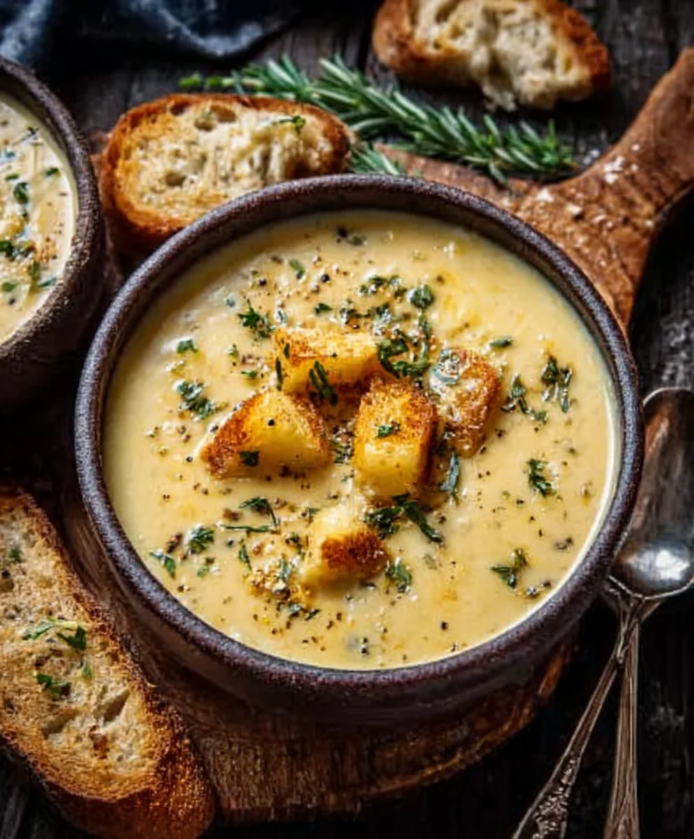 Hearty Cheddar Garlic Herb Potato Soup - Easy Comfort Food