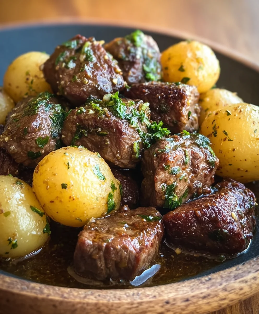 Garlic Butter Beef Bites With Potatoes-Easy Recipe