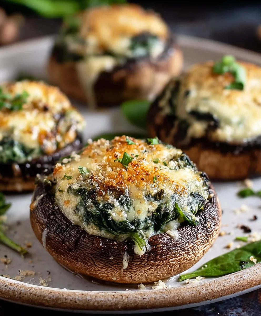 Spinach Cheese Stuffed Portobello Mushroom Delight