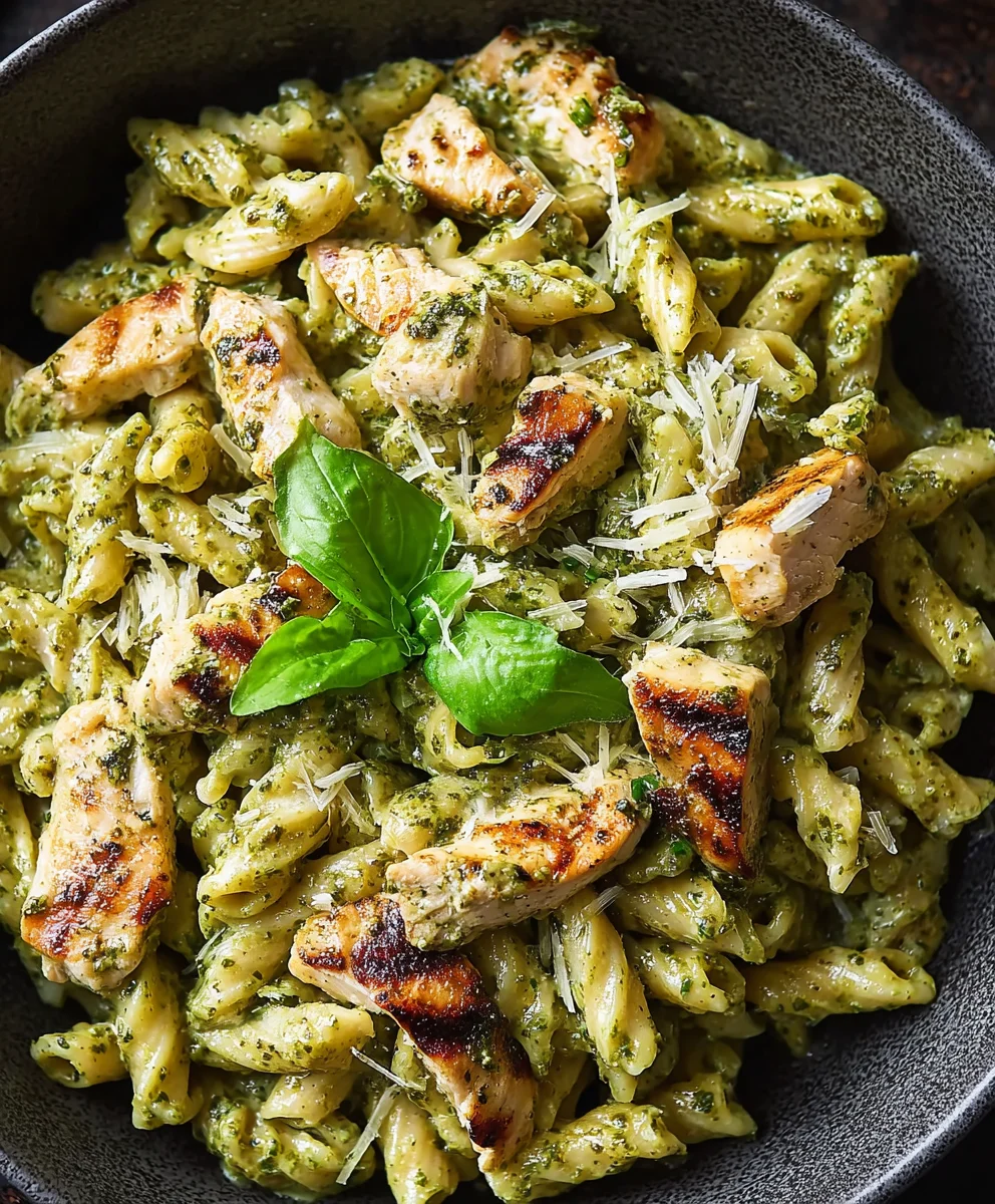 Creamy Chicken Pesto Pasta- Easy Dinner Recipe