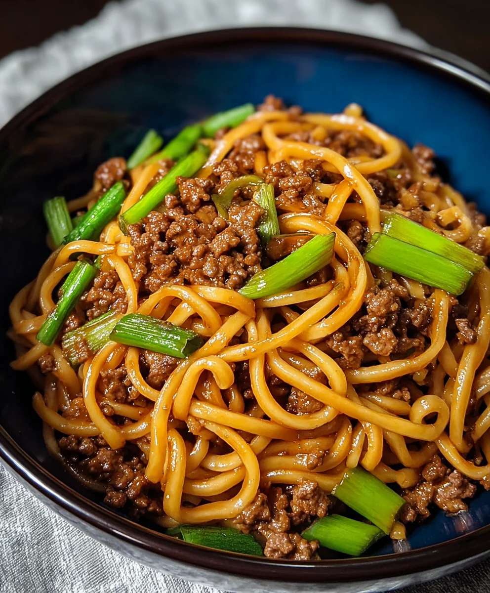 Quick Mongolian Ground Beef Noodles Recipe