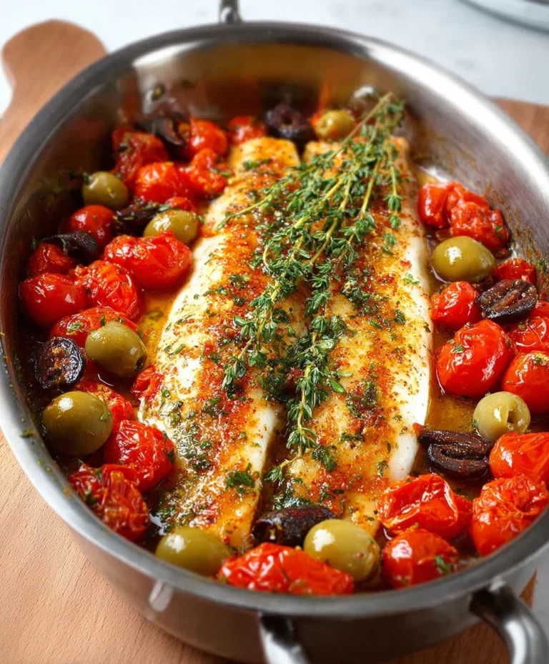 Easy Baked Fish Cherry Tomatoes Olives Recipe