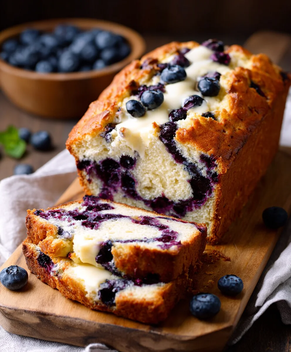 Blueberry Cream Cheese Bread-Easy Sweet Loaf