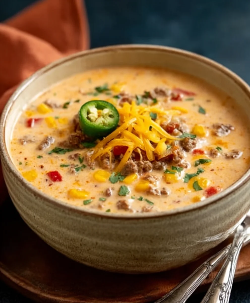 Creamy Cowboy Soup-Hearty Beef & Bean Comfort