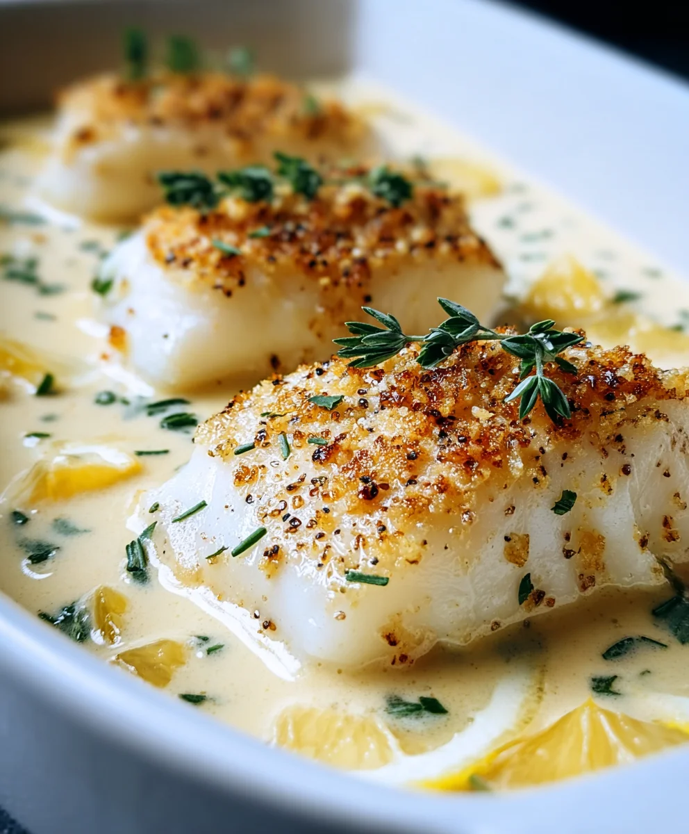 Baked Cod Coconut Lemon Cream - Easy Weeknight Dinner