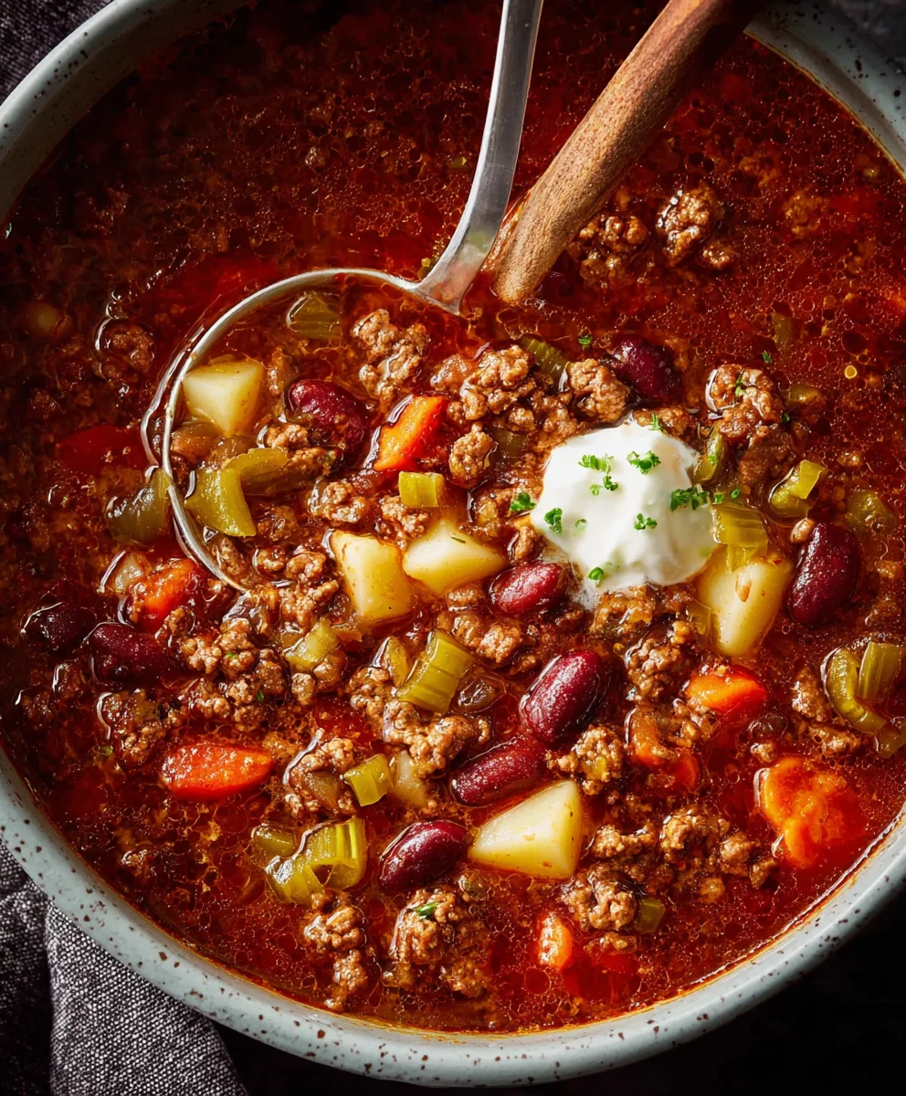 Hearty Cowboy Soup Recipe- Easy Beef & Bean Dinner