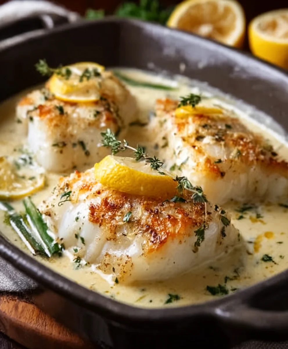 Coconut Lemon Baked Cod Creamy Sauce