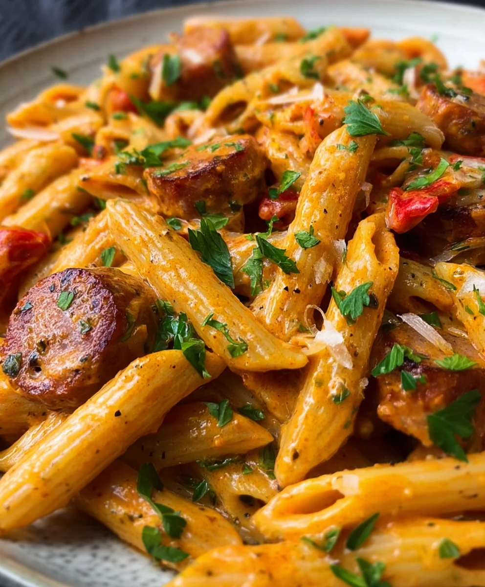 One Pot Creamy Cajun Sausage Pasta Quick Meal