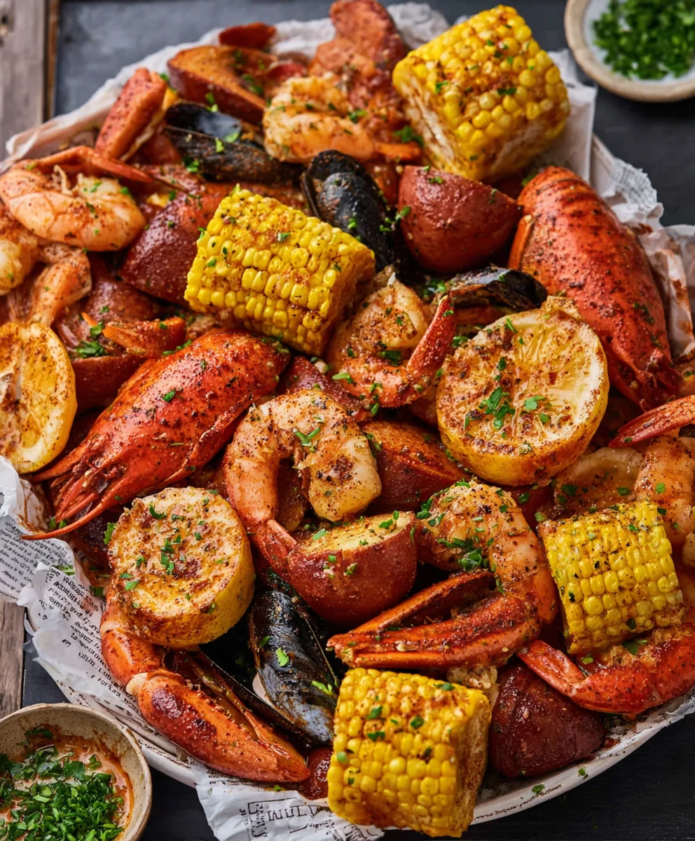 Spicy Cajun Seafood Boil-Homemade Garlic Butter Delight