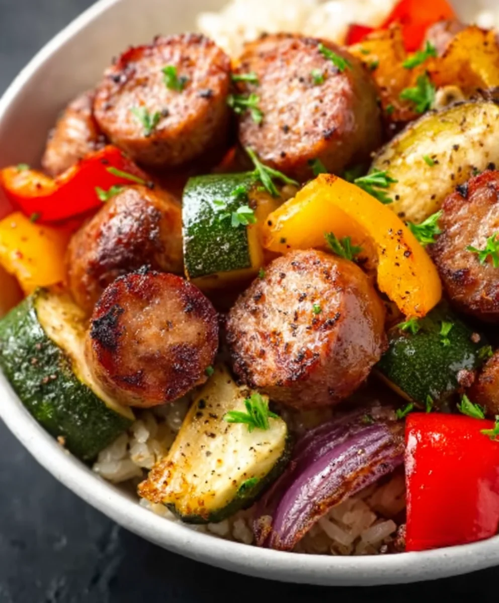 Easy Air Fryer Beef Sausage Veggies - Quick Meal