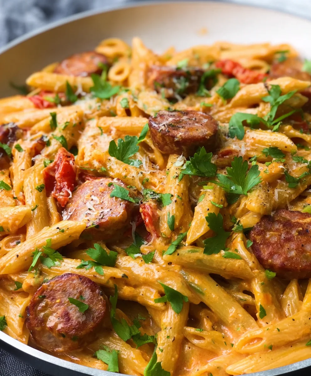 One Pot Creamy Cajun Sausage Pasta Quick Meal