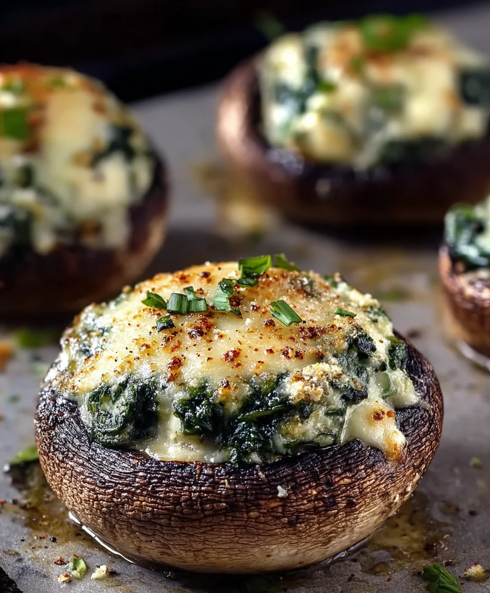 Spinach Cheese Stuffed Portobello Mushroom Delight