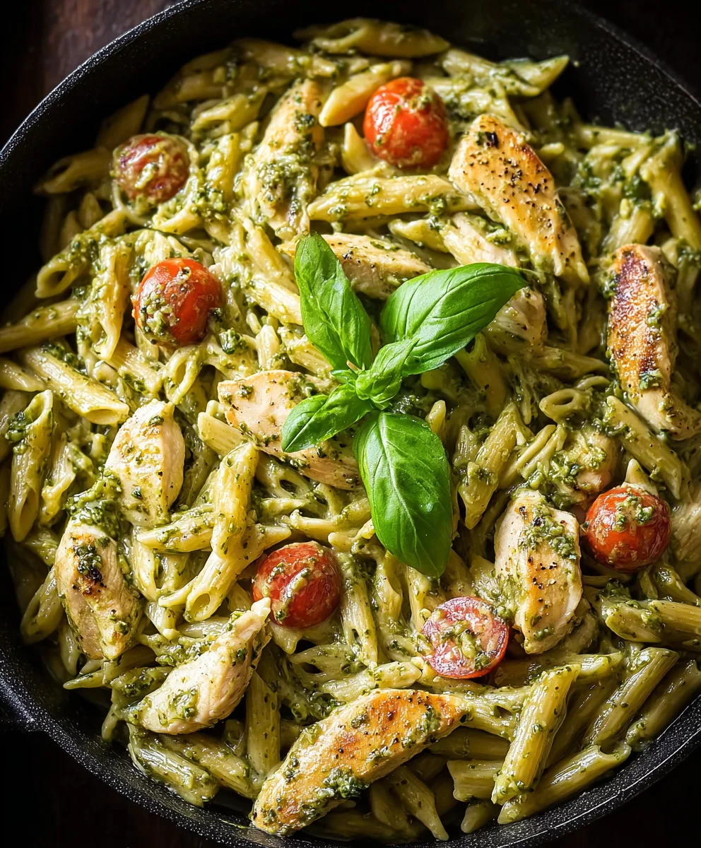 Creamy Chicken Pesto Pasta- Easy Dinner Recipe
