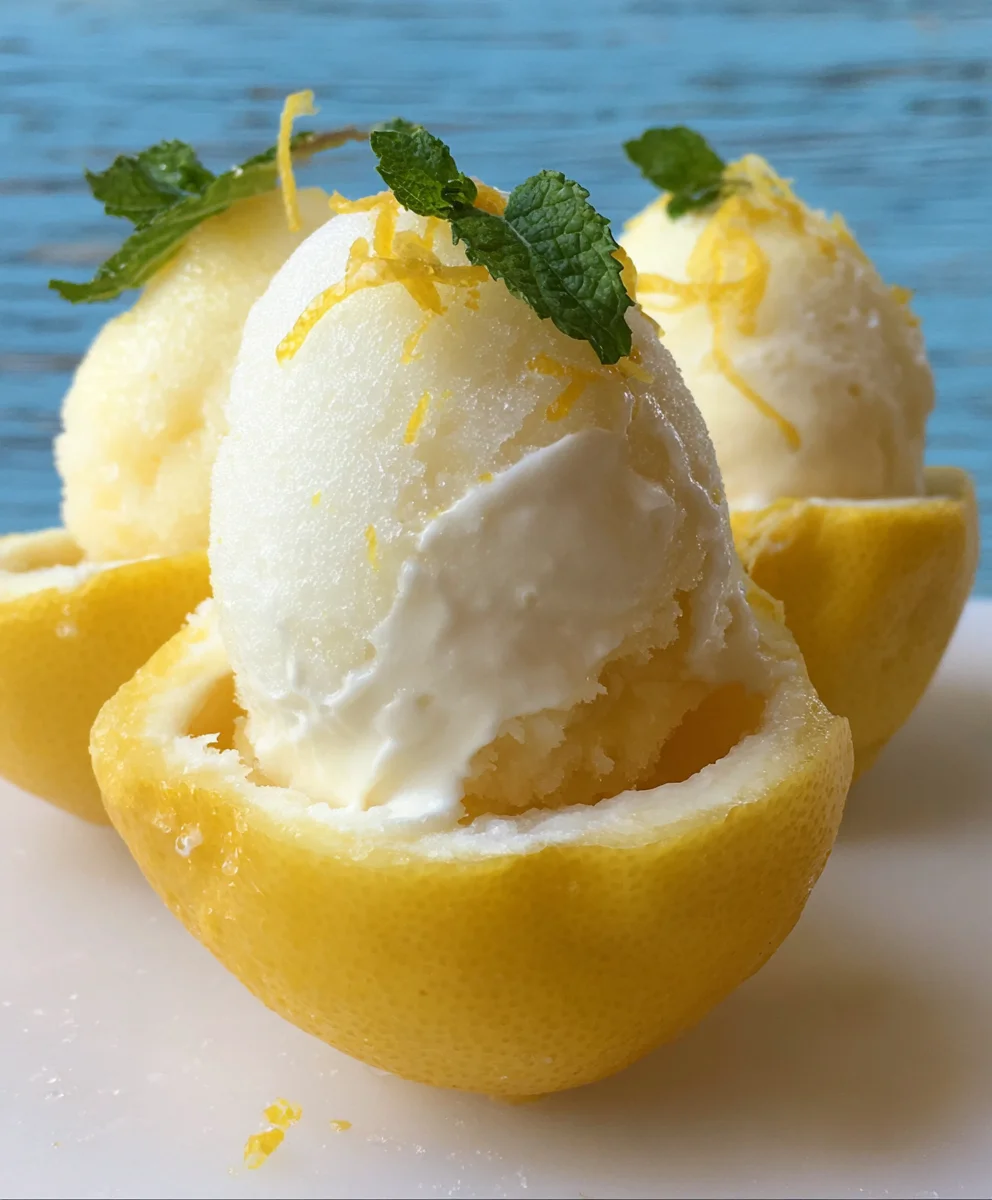 Frozen Lemon Shell Sorbetto- Refreshing Dessert