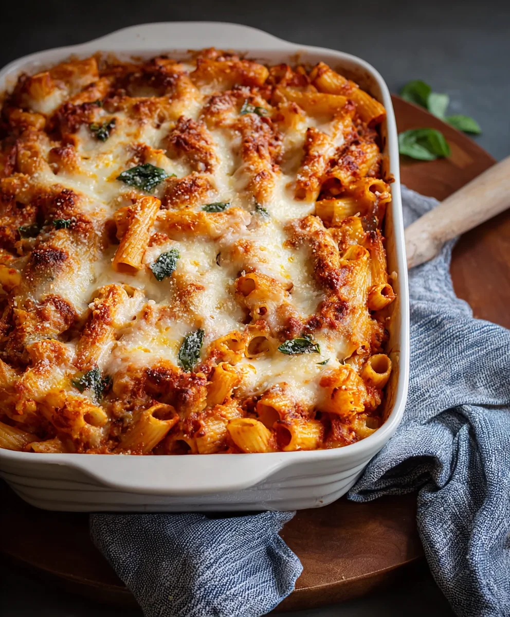 Easy Three Cheese Baked Ziti Recipe