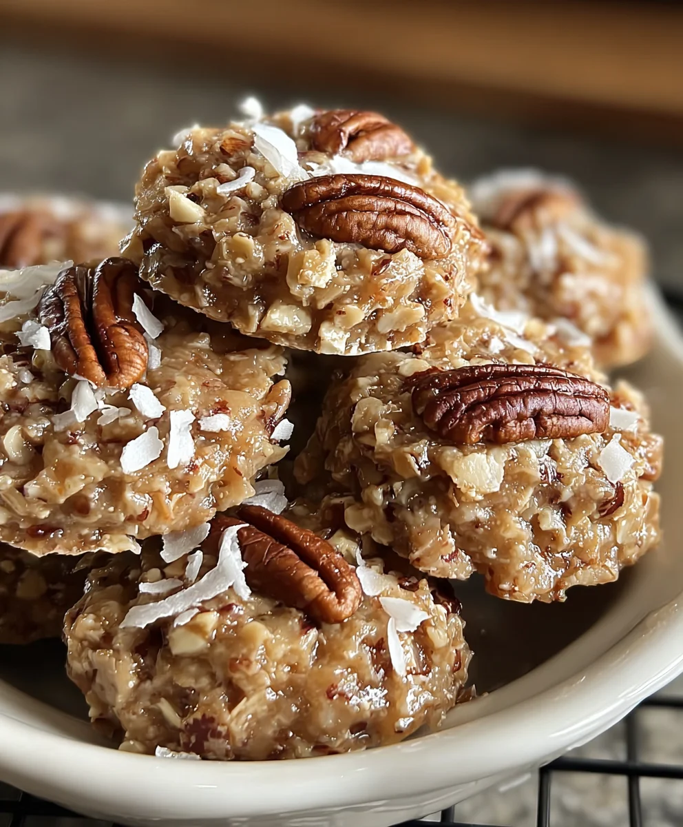 No Bake Pecan Coconut Praline Cookies - Easy Treat