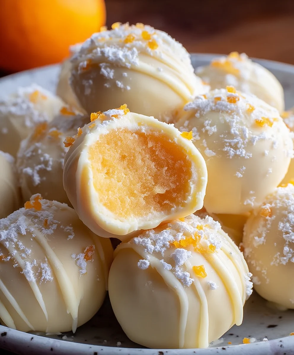 White Chocolate Orange Creamsicle Truffles - Easy Dessert