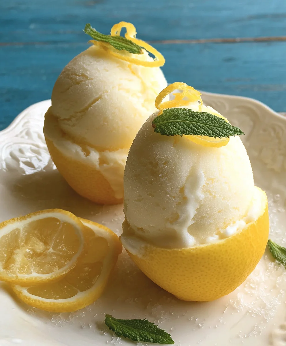 Frozen Lemon Shell Sorbetto- Refreshing Dessert