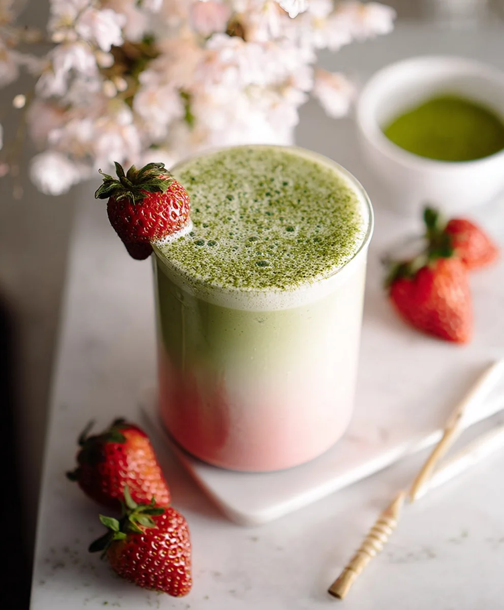 Strawberry Matcha Latte - Creamy Refreshing Drink