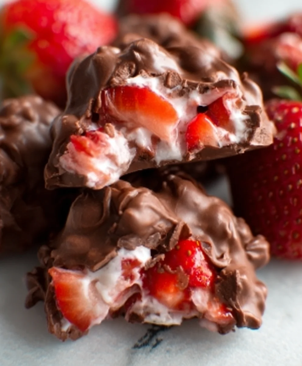 Easy Chocolate Strawberry Yogurt Clusters-Healthy Snack