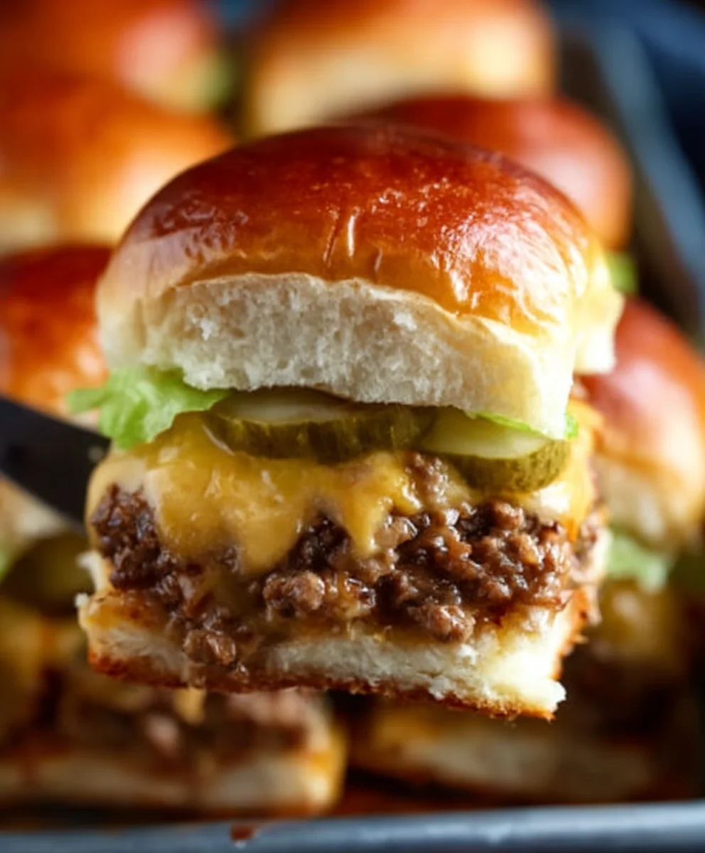 Cheeseburger Sliders- Easy Mini Beef Burger Recipe