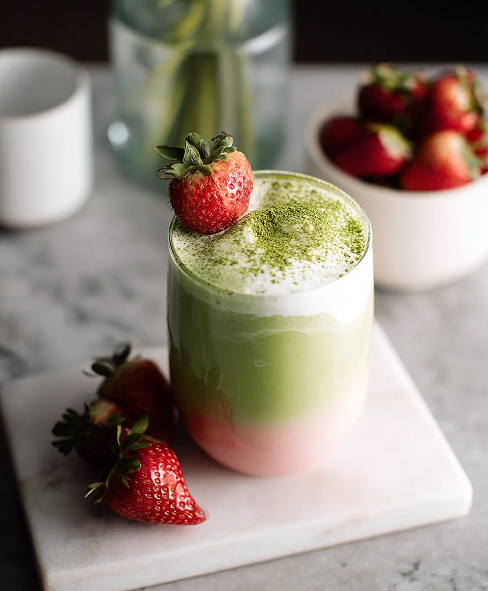 Strawberry Matcha Latte - Creamy Refreshing Drink