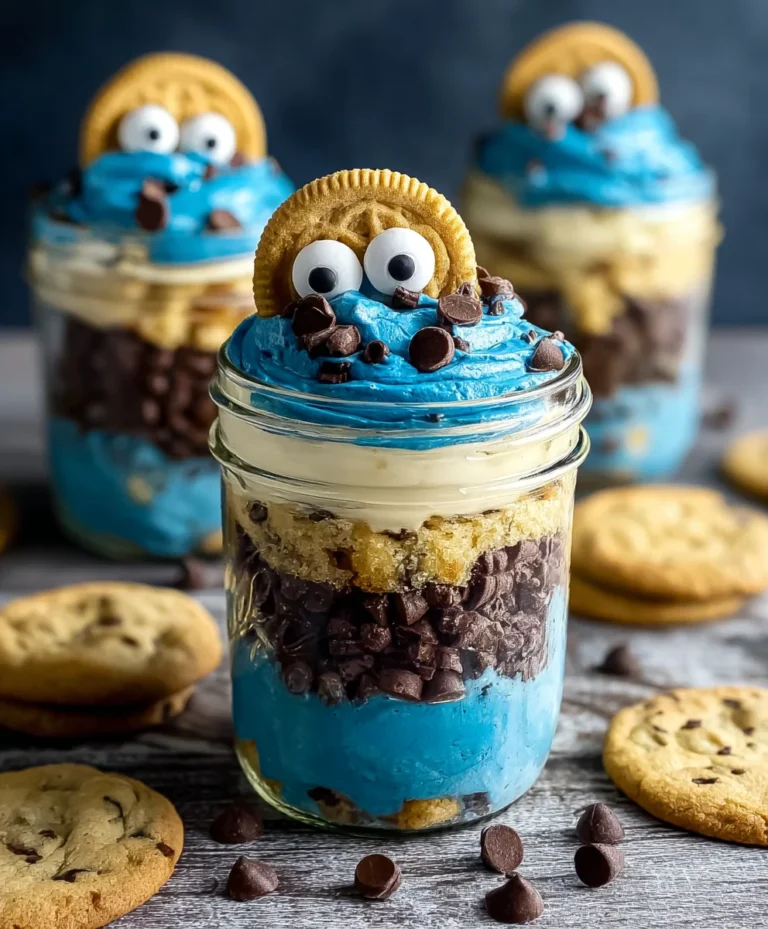 Cookie Monster Cake Jars-Fun Blue Treat