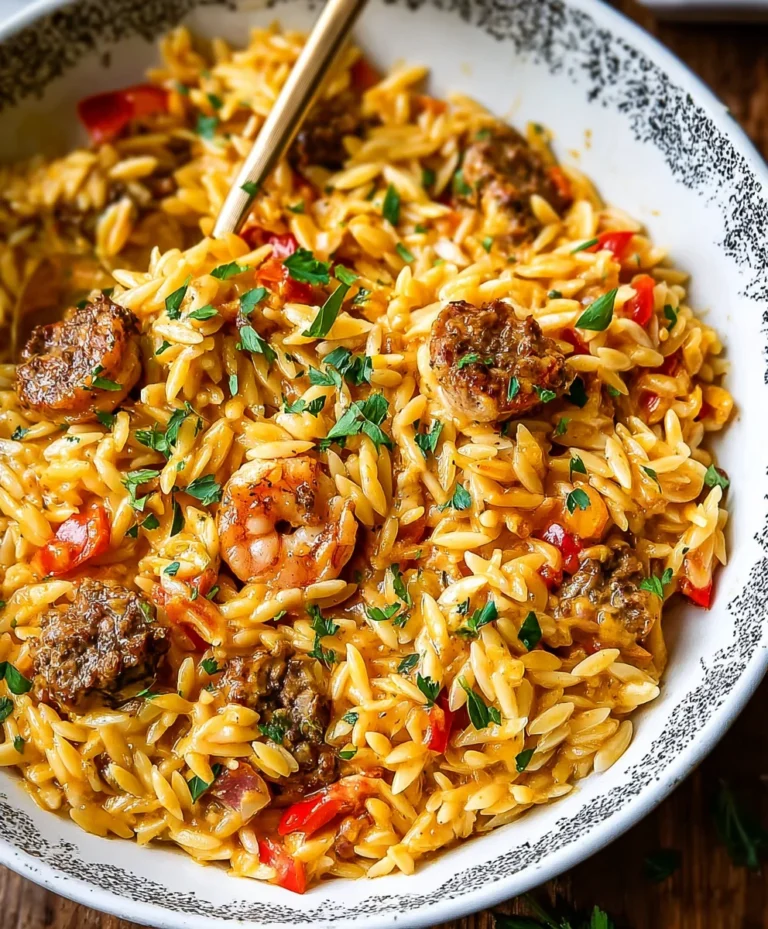 Cajun Orzo Pasta-Spicy Flavorful Beef Dish