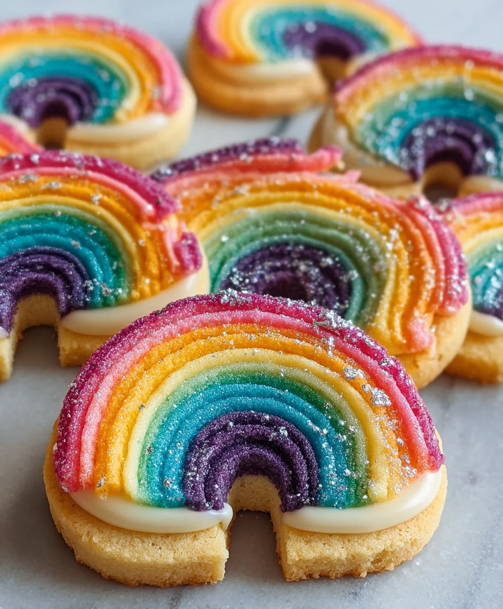 Piped Rainbow Shortbread Cookies- Festive & Easy Recipe
