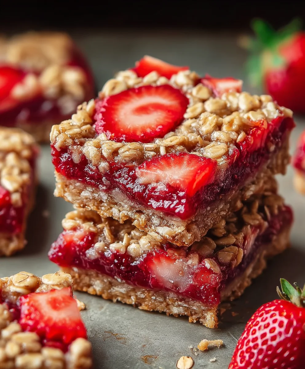 Easy Strawberry Oat Bars- Perfect Breakfast Treat