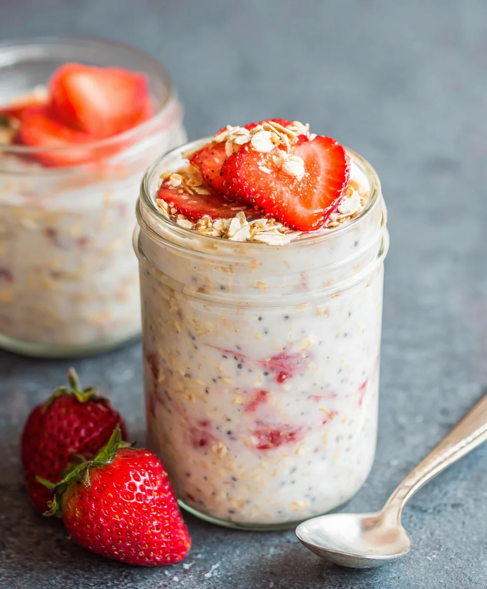Strawberry Cheesecake Overnight Oats Recipe-Easy & Delicious