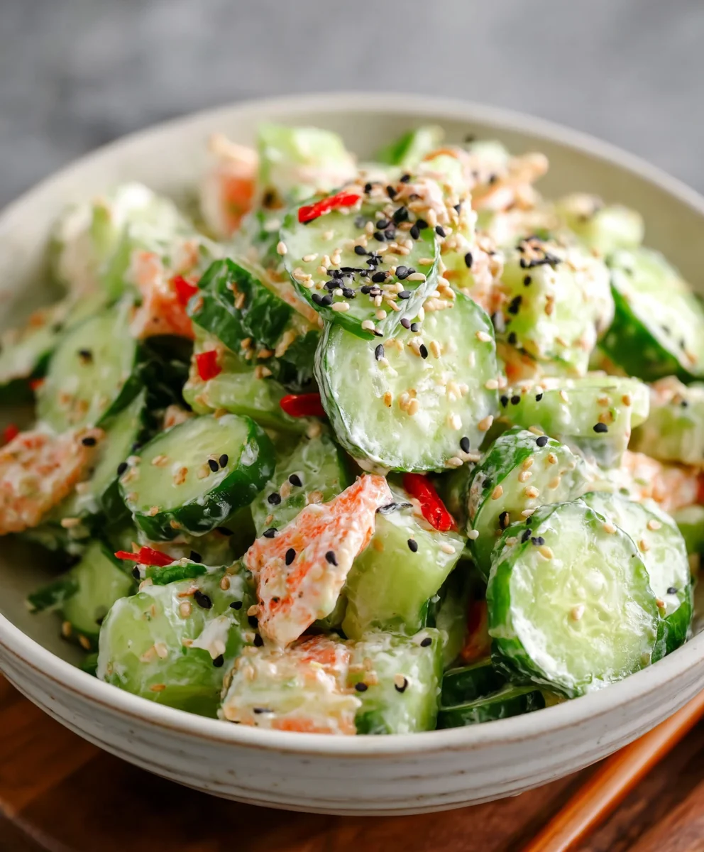 Easy California Roll Cucumber Salad-Quick & Refreshing