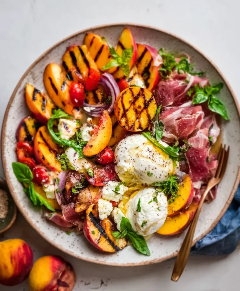 Grilled Nectarine Burrata Beef Salad