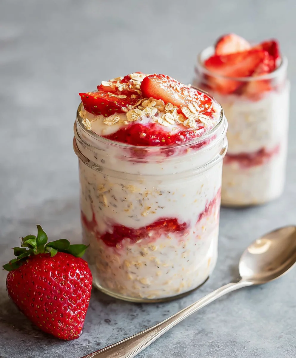 Strawberry Cheesecake Overnight Oats Recipe-Easy & Delicious