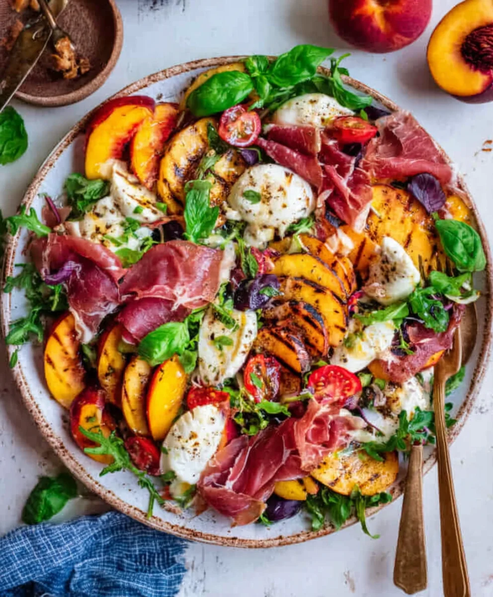 Grilled Nectarine Burrata Beef Salad