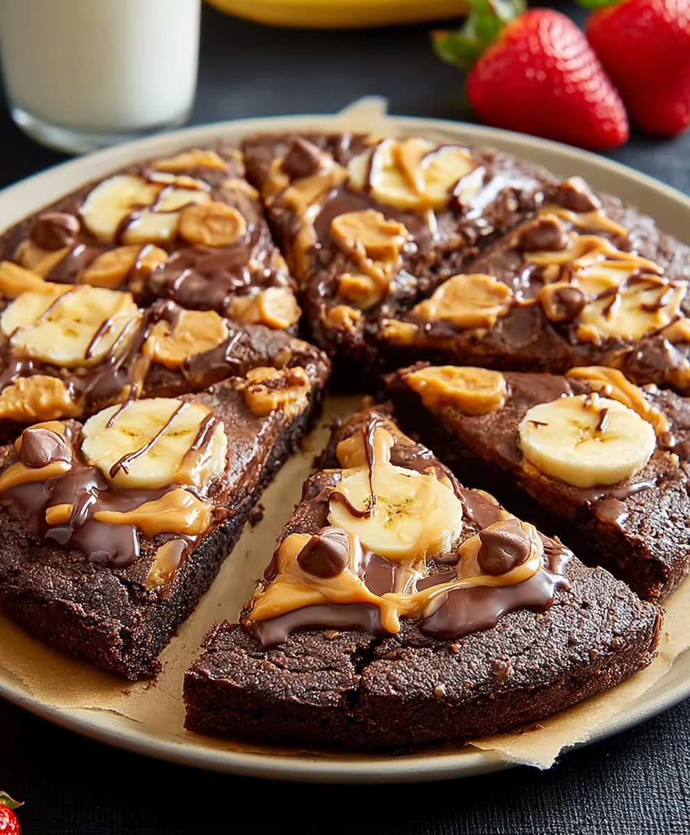Chocolate Peanut Butter Brownie Pizza-Decadent Dessert