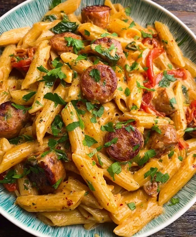 One Pot Creamy Cajun Sausage Pasta (30-Minutes)