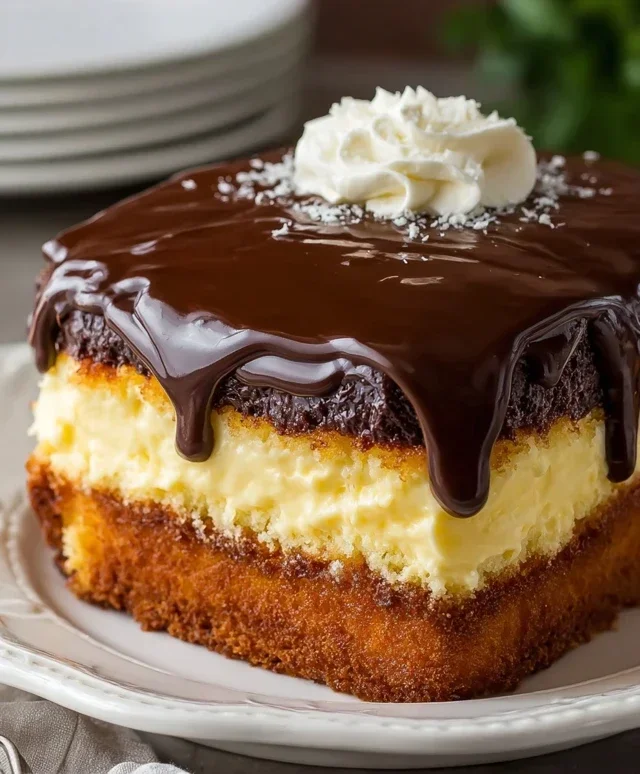 Boston Cream Poke Cake