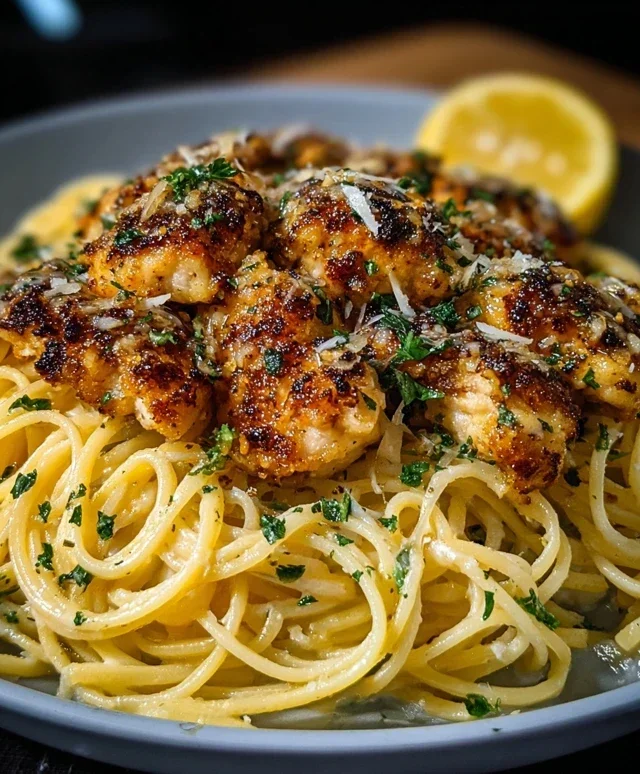 Lemon Garlic Butter Chicken Parmesan Linguine